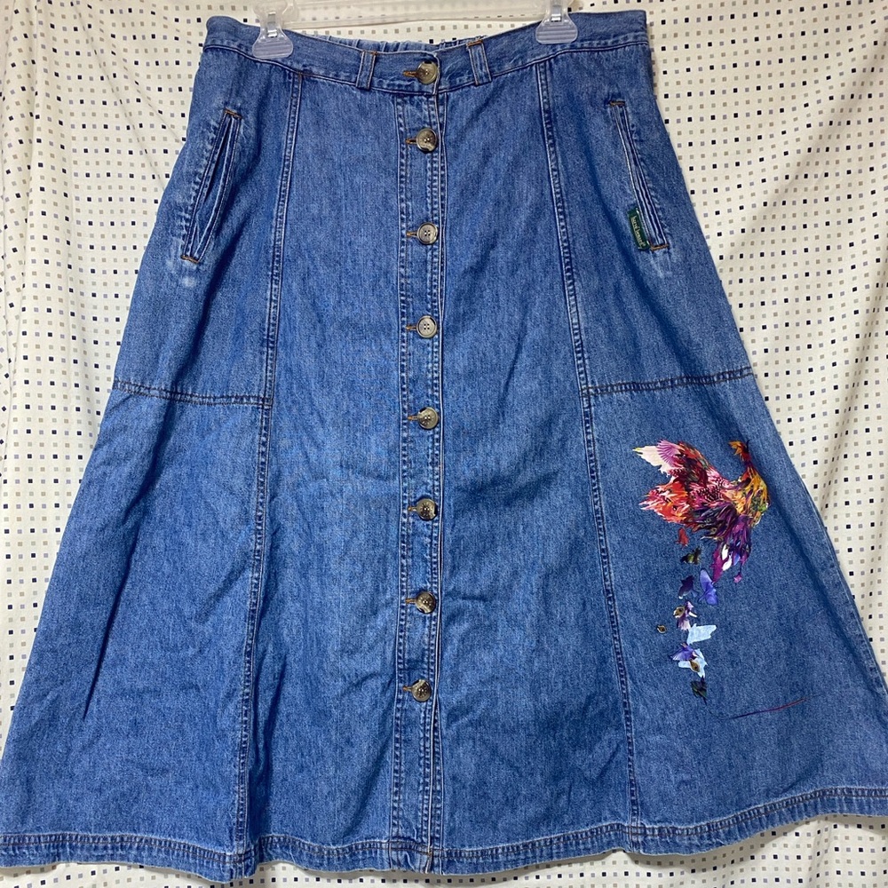 90’s vintage Harve Benard A-line denim skirt, embellished